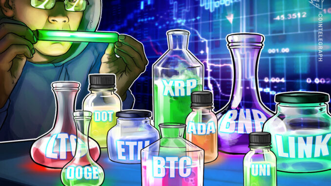 BTC, ETH, BNB, XRP, DOGE, ADA, DOT, LTC, UNI, LINK