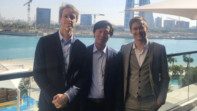 New York Stock Exchange with banner flagging ProShares Bitcoin Strategy ETF on the day it started trading.